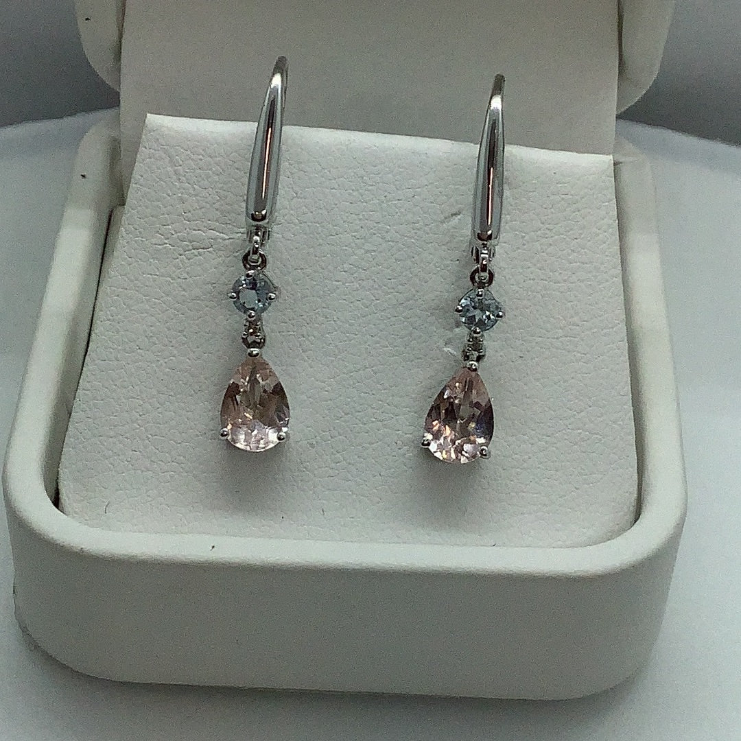 Morganite and aqua earrings