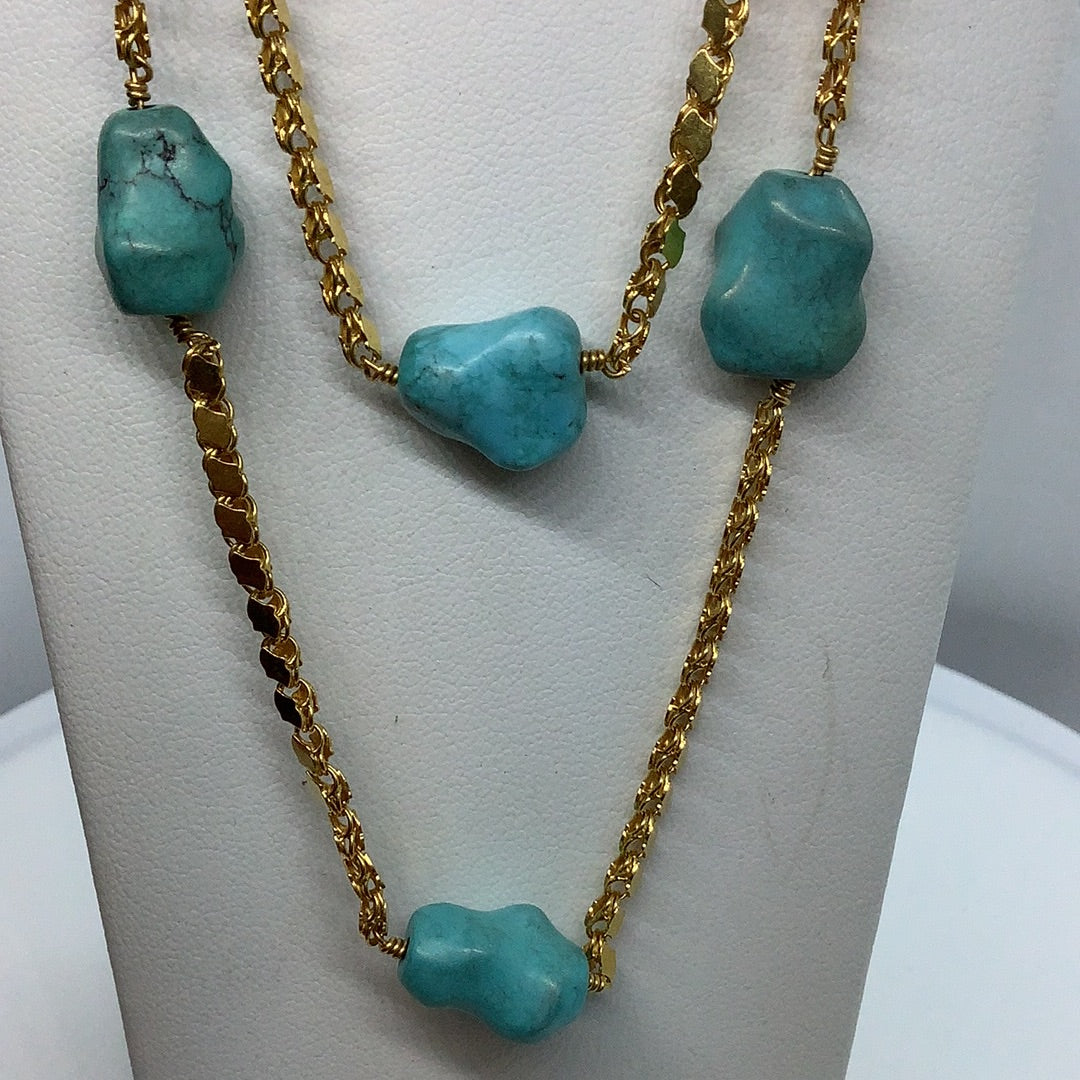 18 kt gold and turquoise necklace