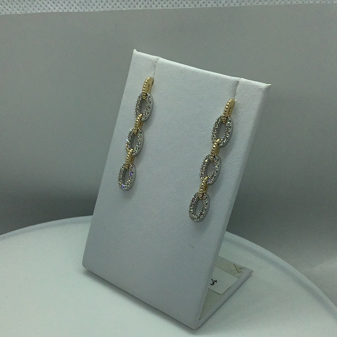 Diamond and gold link earrings