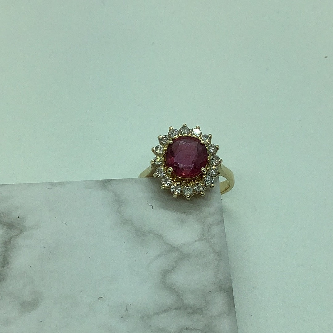 Pink spinel and diamond ring
