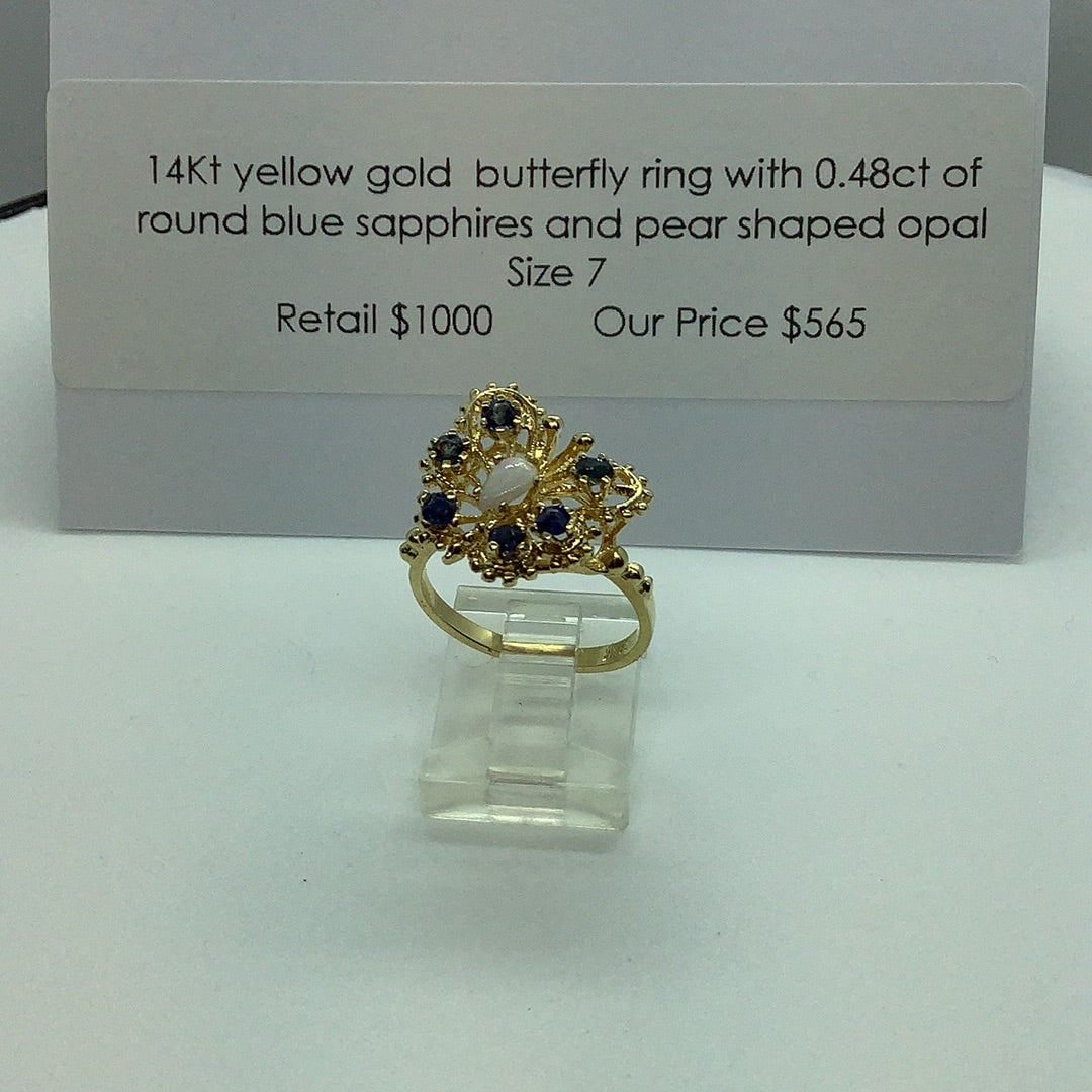 Opal and sapphire ring