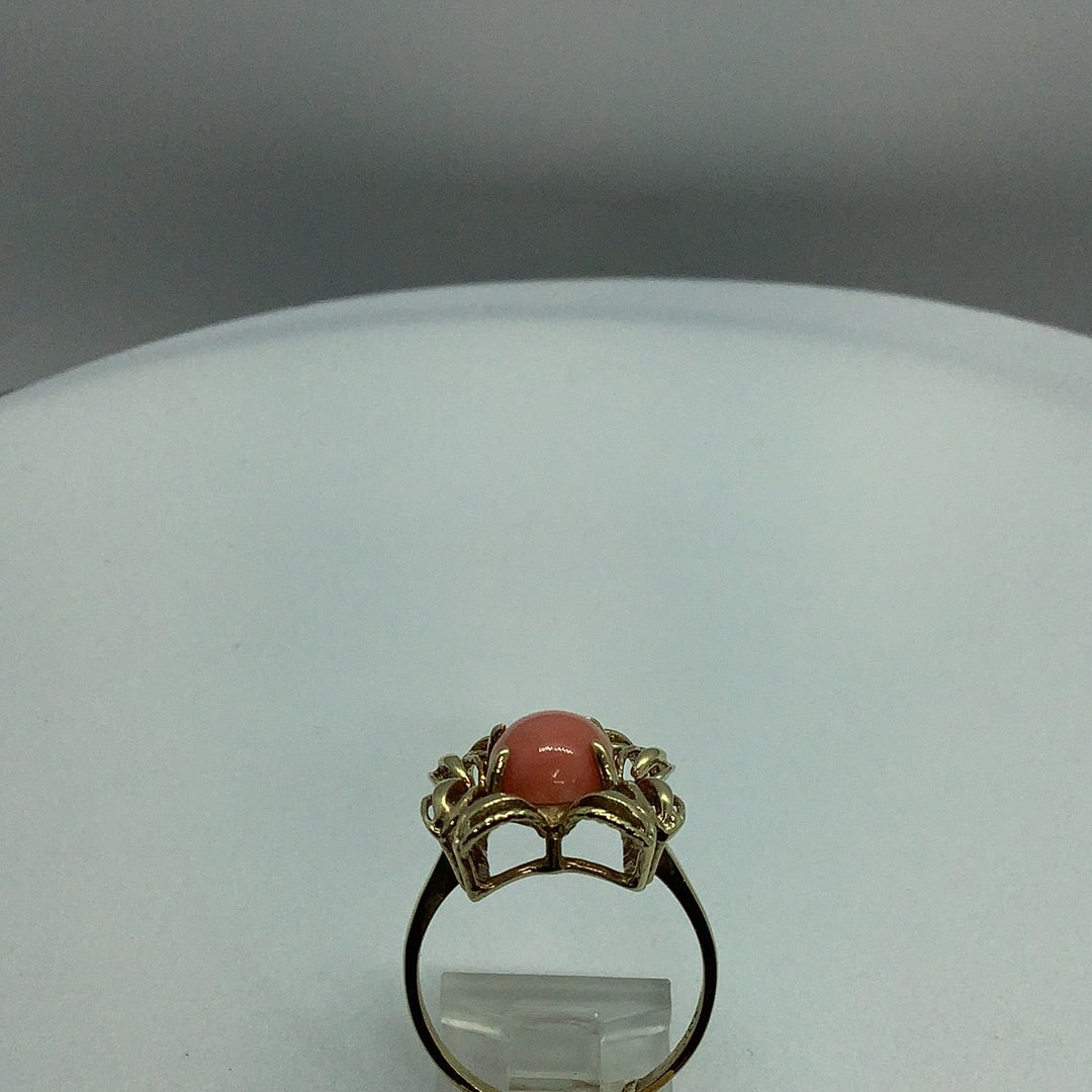 Coral cabochon ring