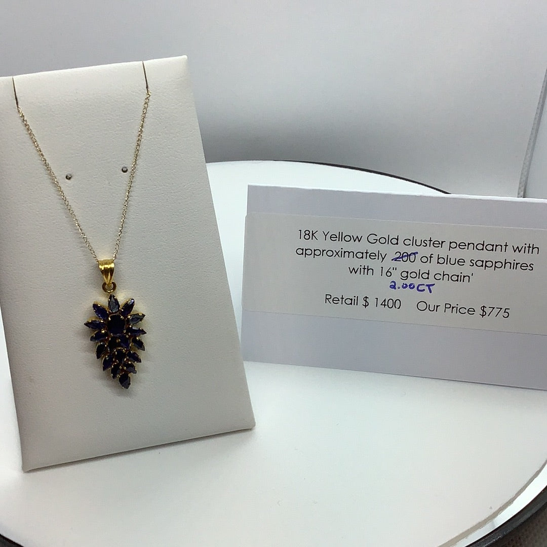 Sapphire cluster pendant