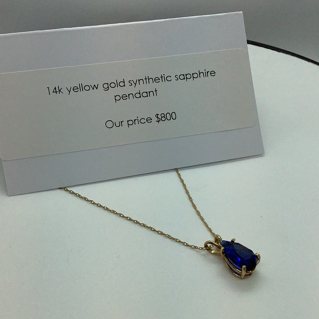 Synthetic sapphire pendant
