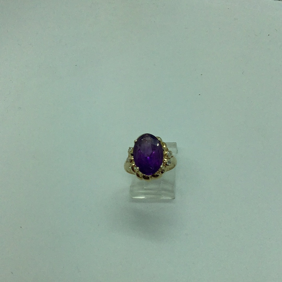 Amethyst and diamond ring