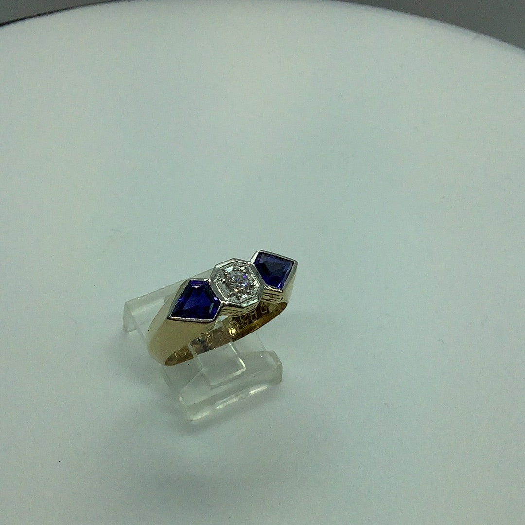 Diamond and sapphire ring