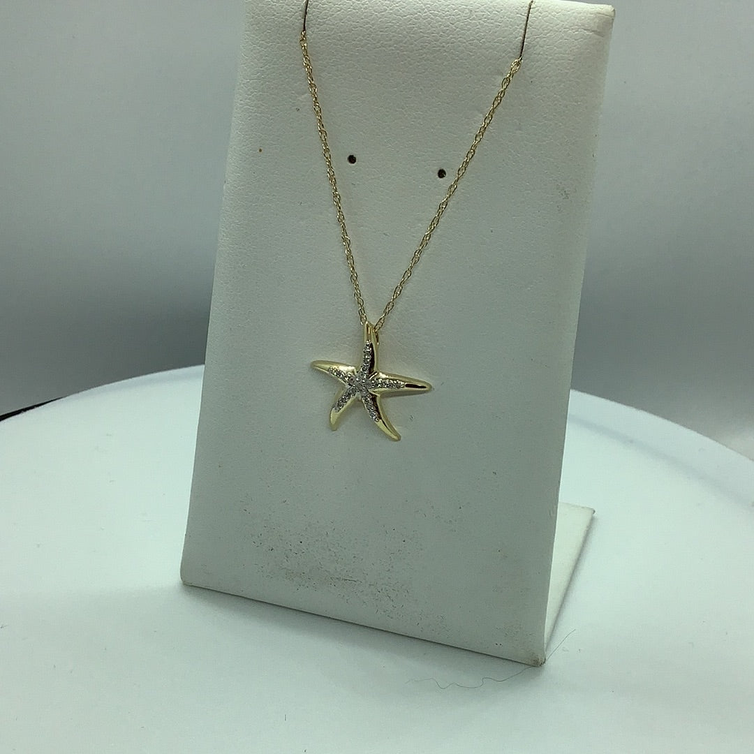 Diamond starfish pendant