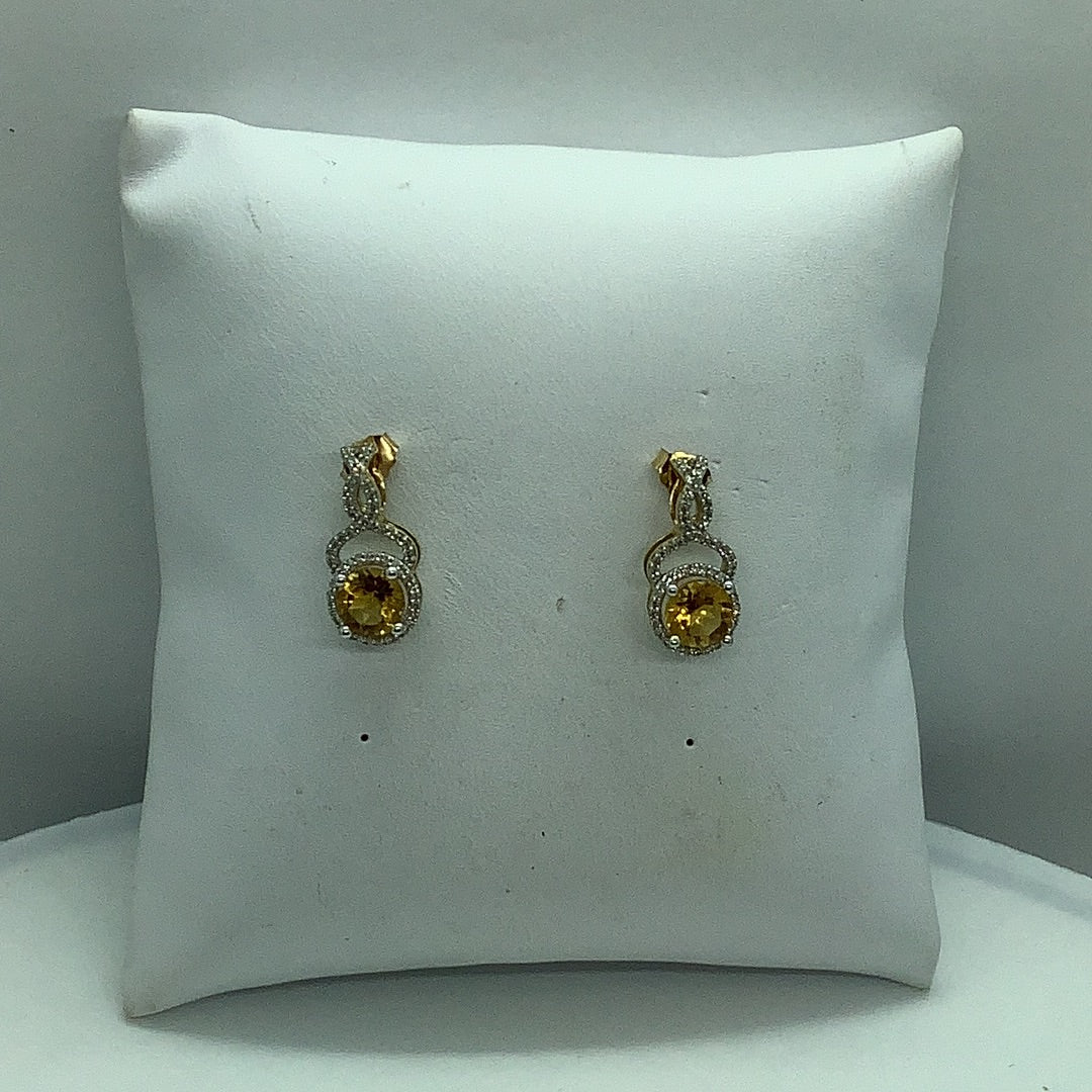 Citrine and diamond earrings