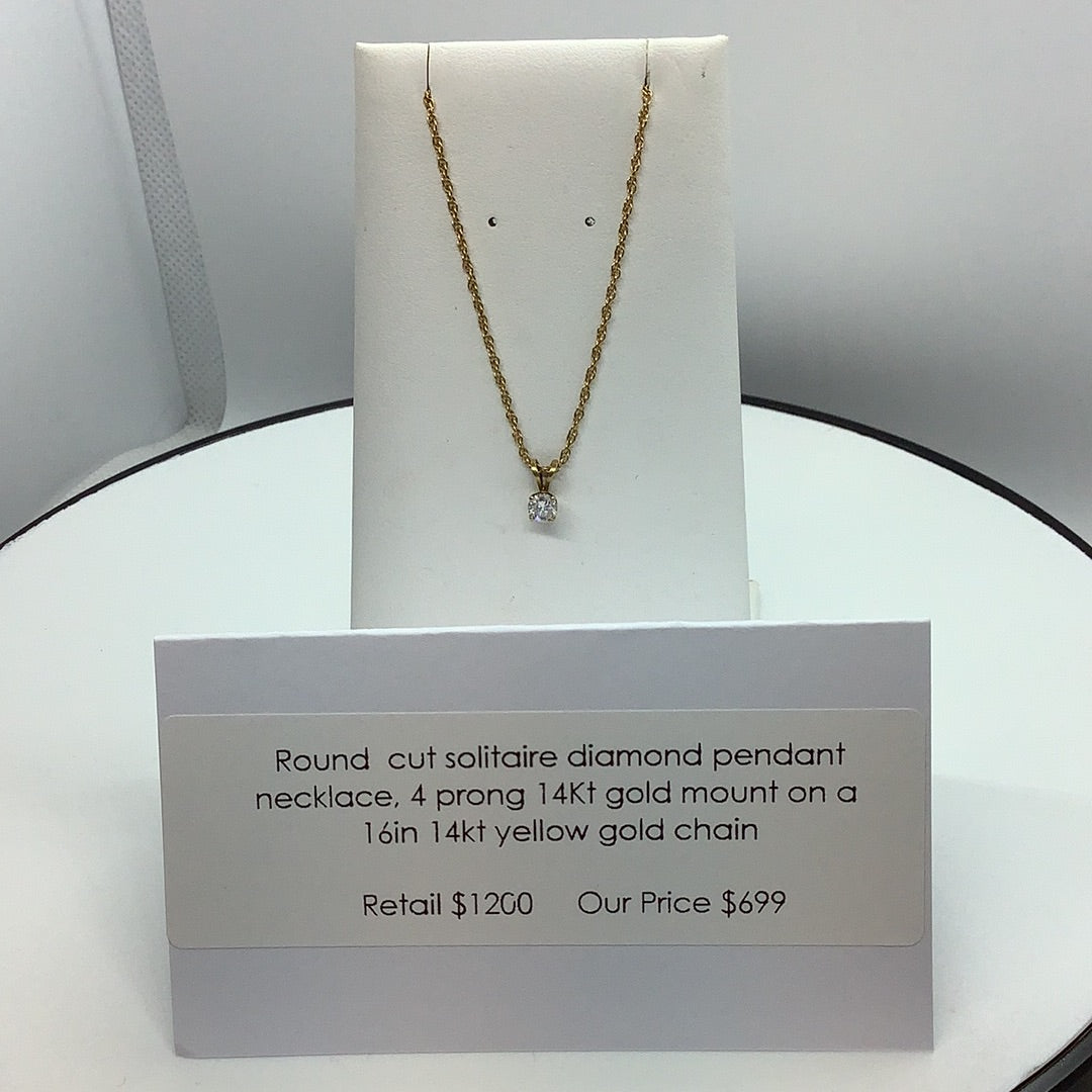 Diamond solitaire pendant