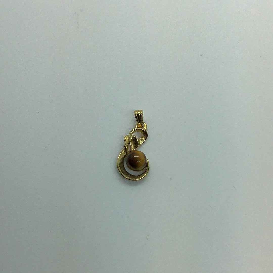 Tigers eye gold leaf pendant