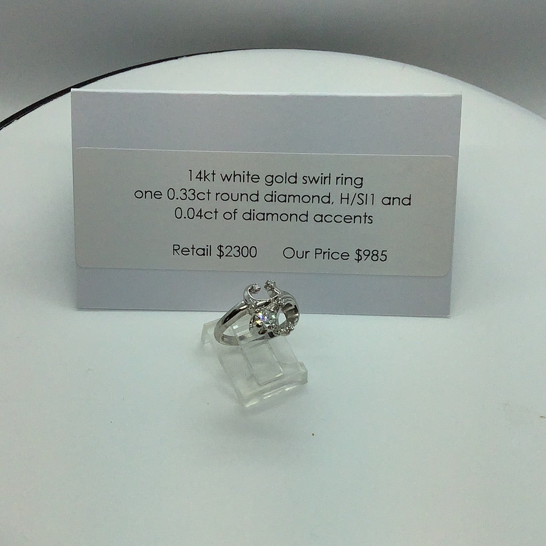 Diamond swirl ring