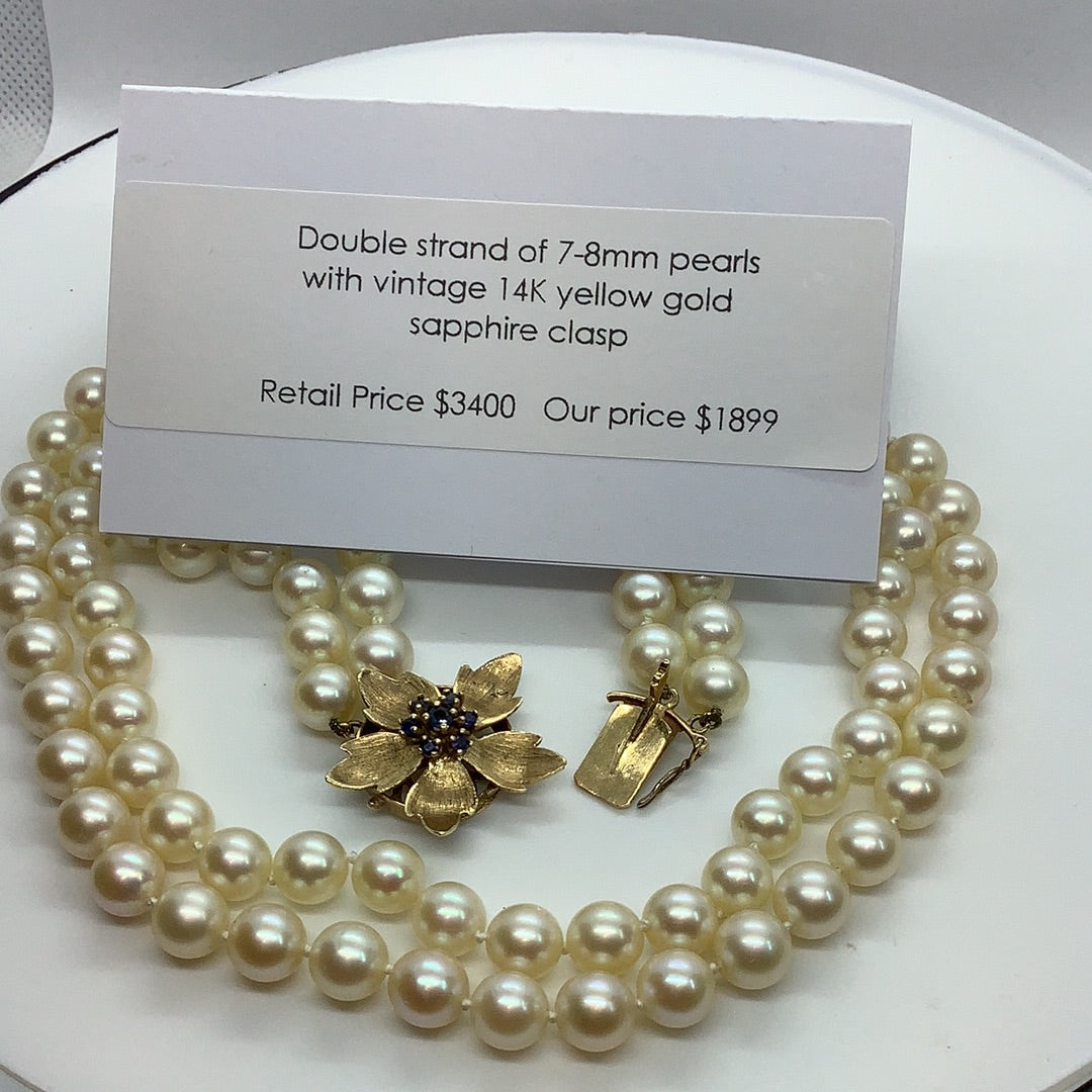 Double stranded pearl necklace