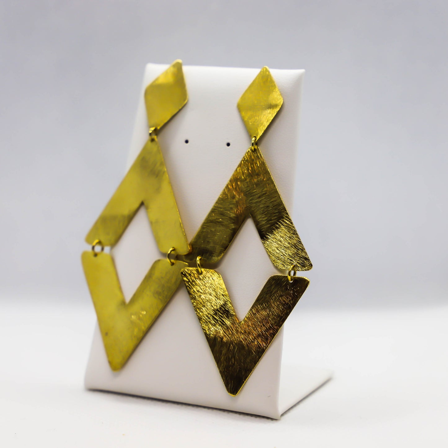 Diamond geometric dangle earrings