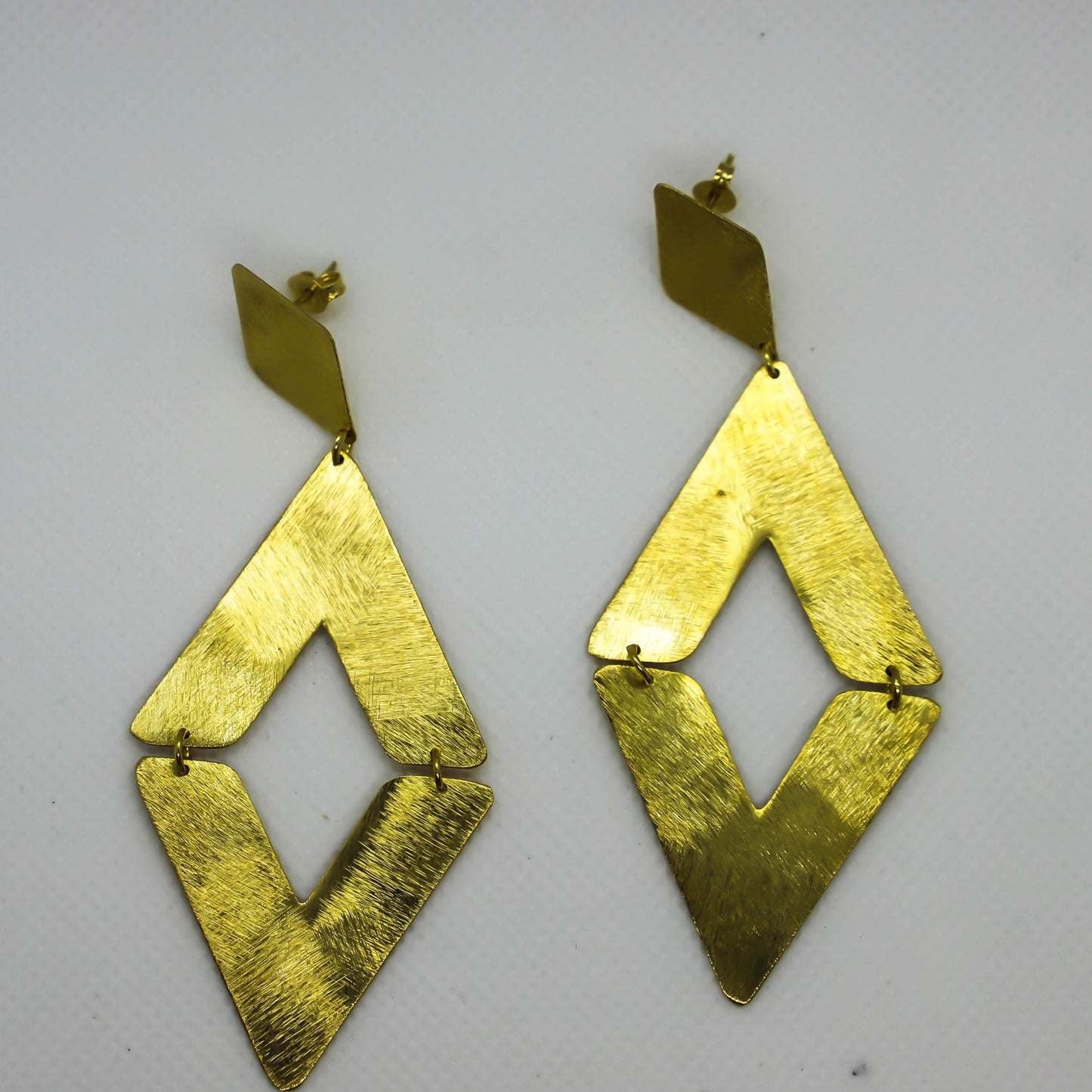 Diamond geometric dangle earrings