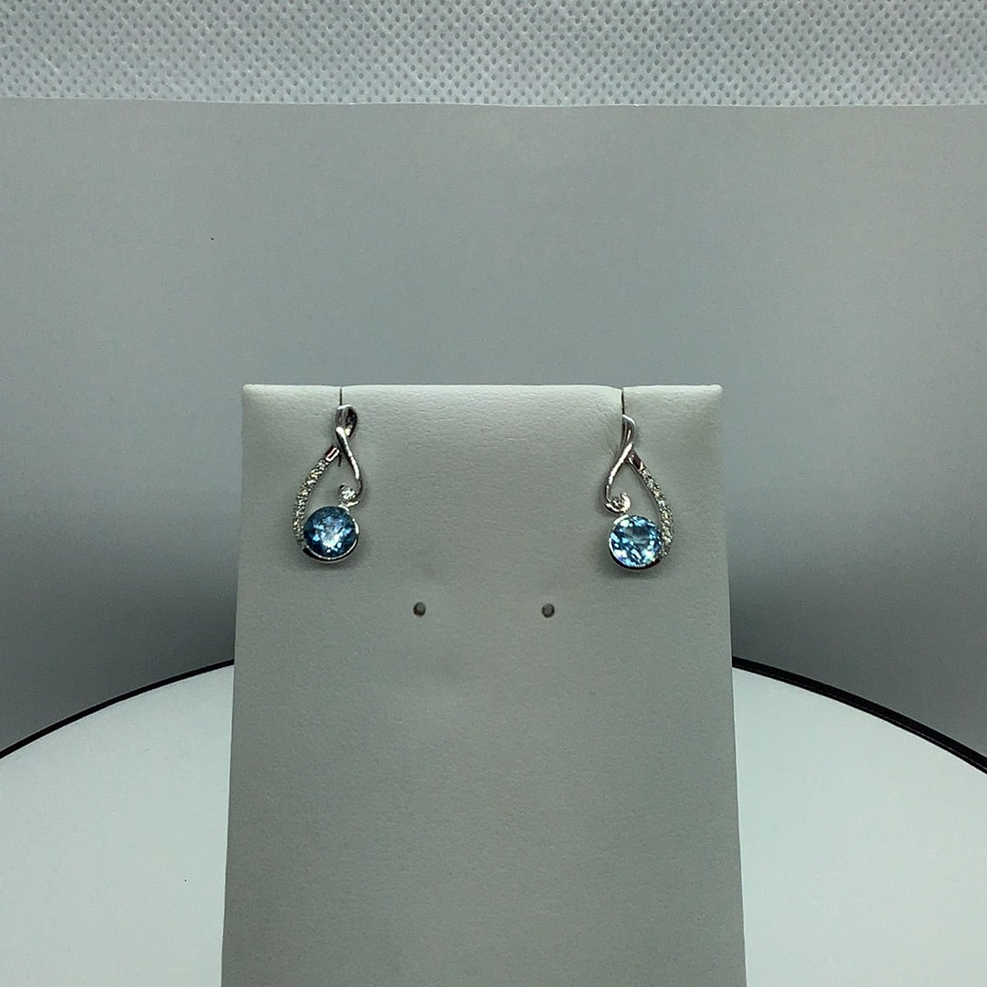 Blue topaz and diamond earrings