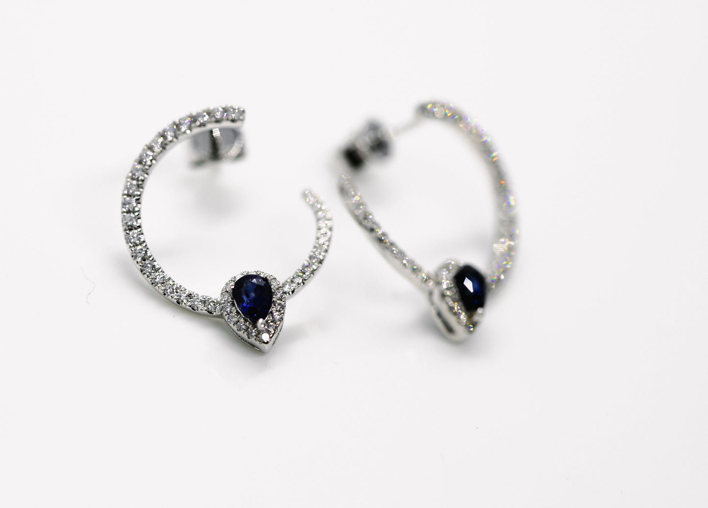 White Gold Diamond & Sapphire Earrings