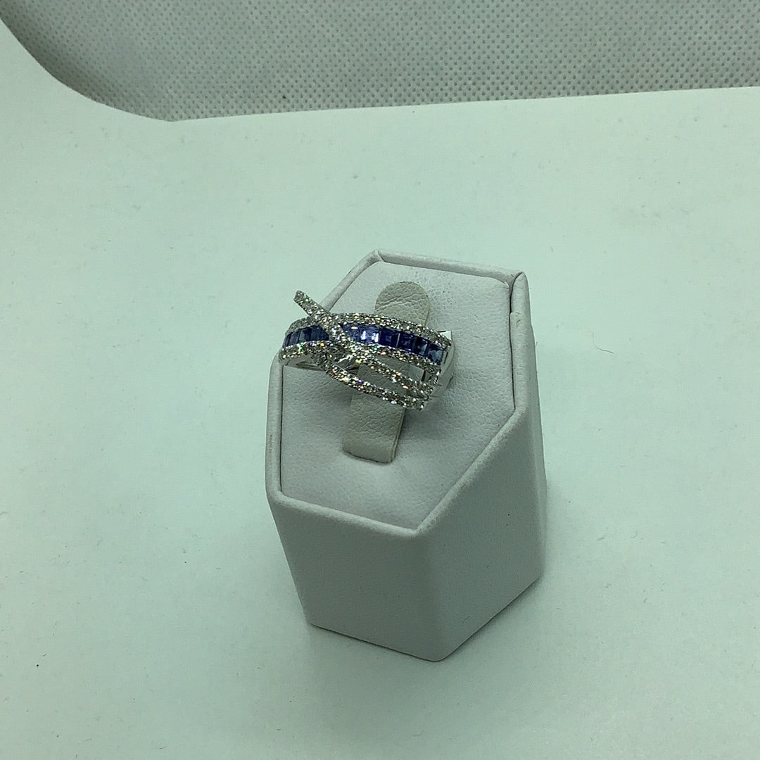 Diamond and sapphire ring