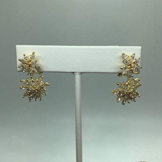 Gold over sterling CZ drop earrings