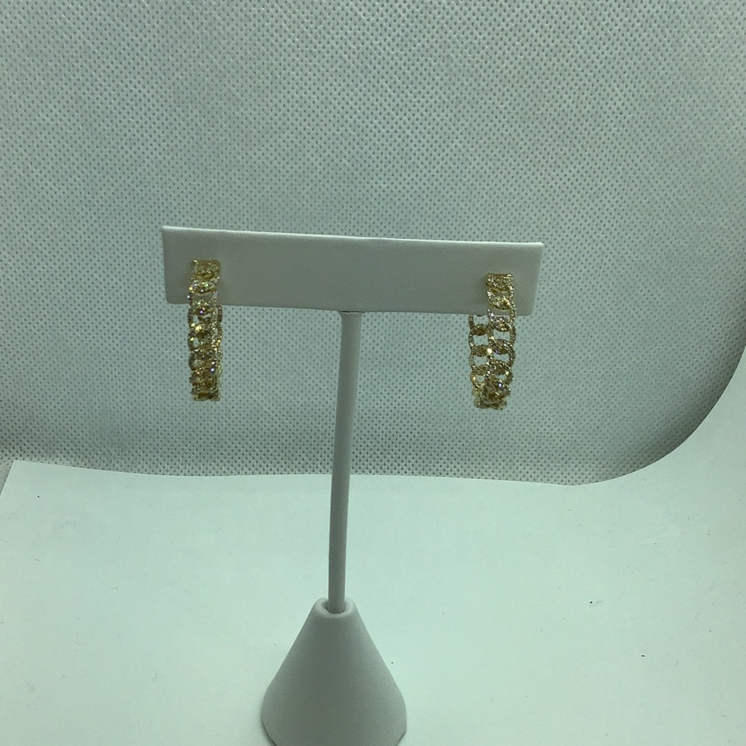 Linked chain diamond inside out earrings