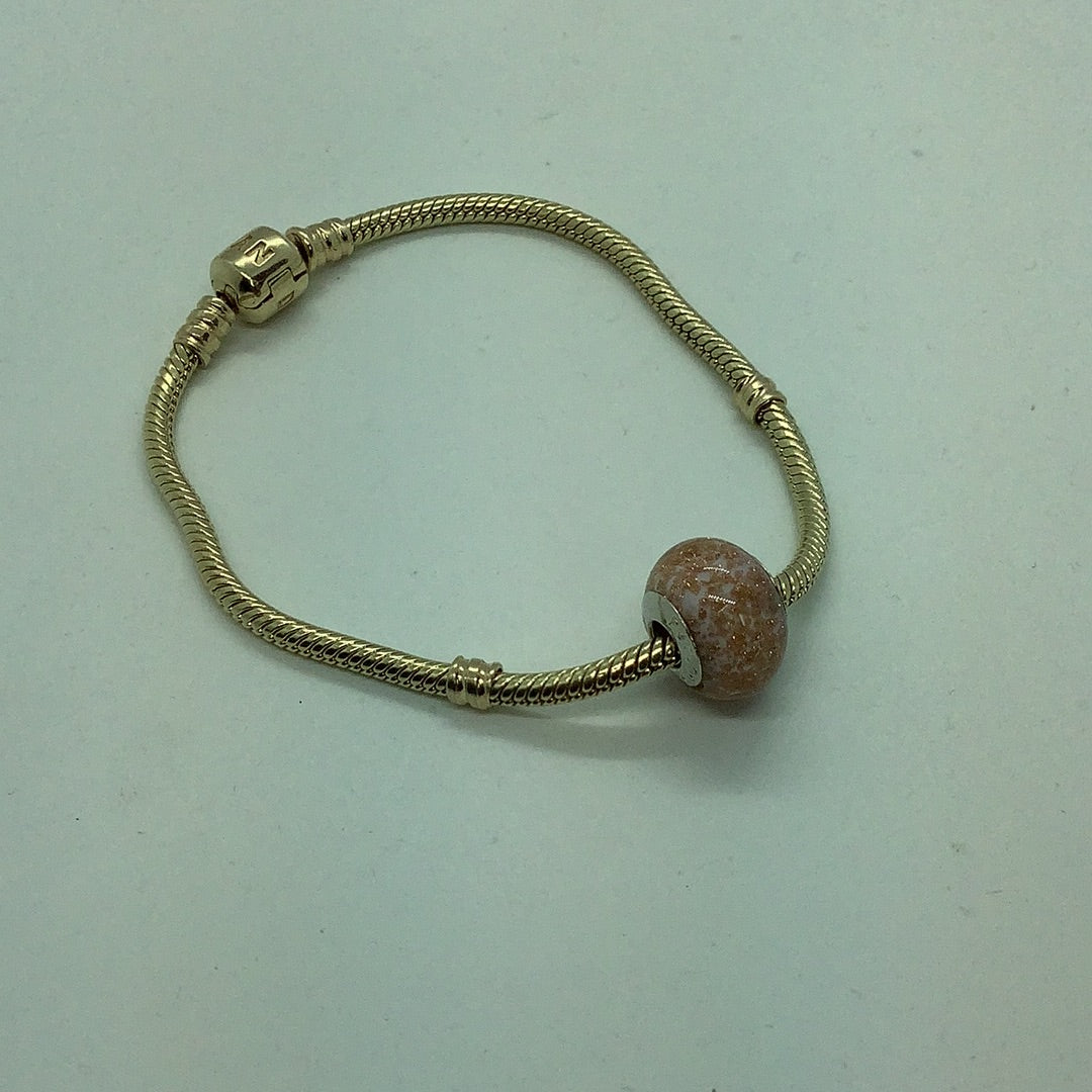 14 kt yg charm bead bracelet