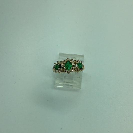 Emerald and diamond ring