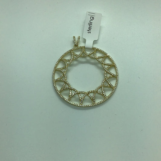 Gold over sterling CZ accented pendant