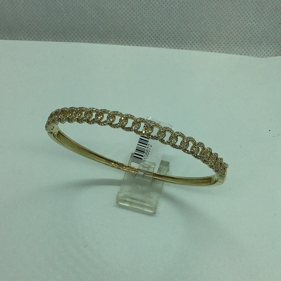 Diamond set linked chain bangle bracelet