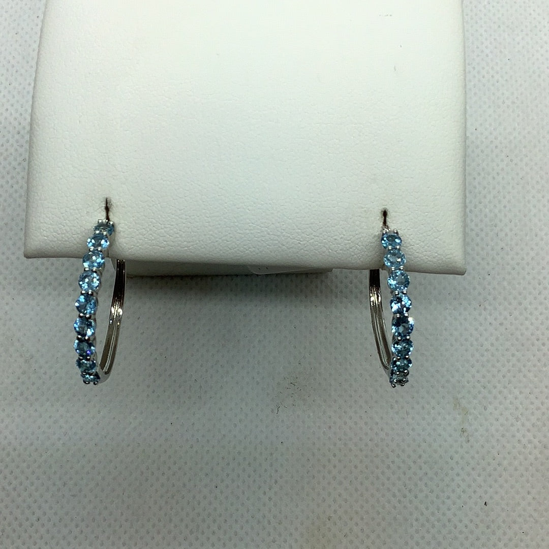 Blue topaz and Sterling hoop earrings