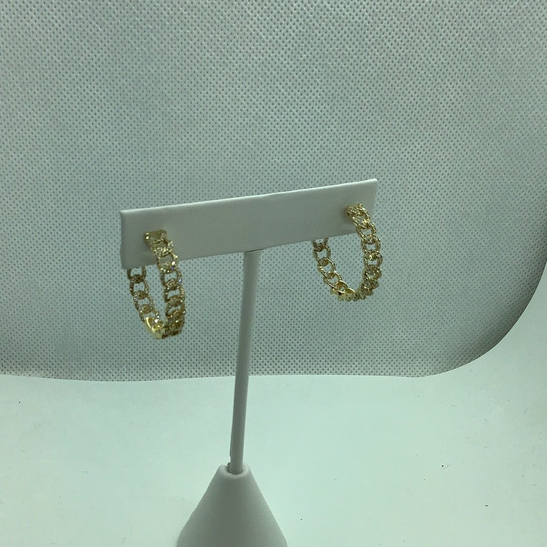 Linked chain diamond inside out earrings