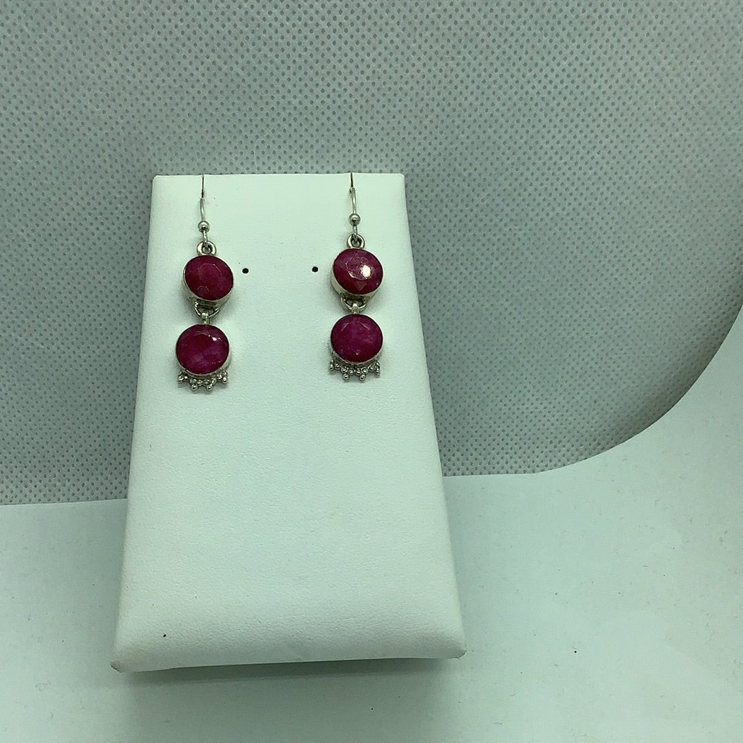 Sterling silver and red quartz earrings