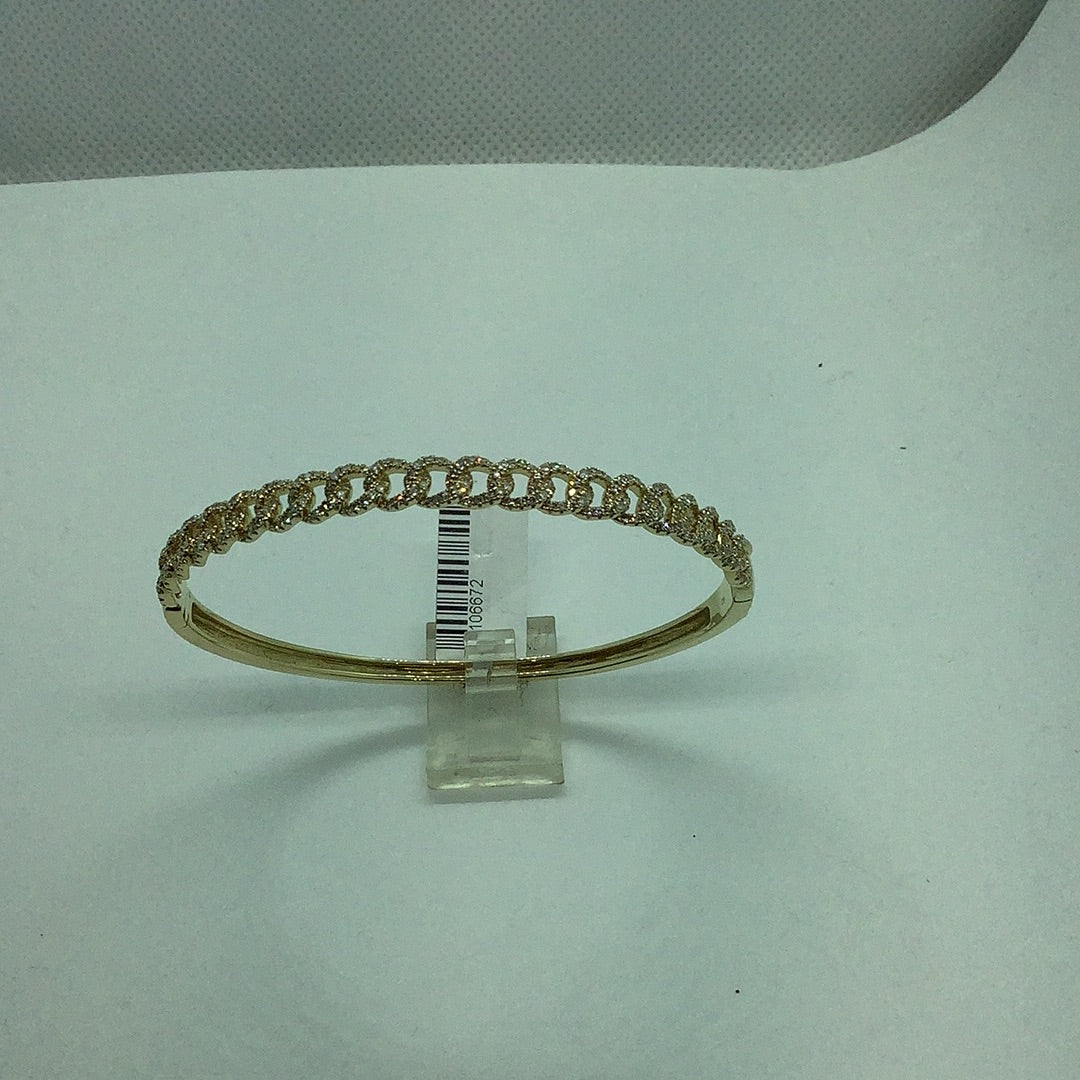 Diamond set linked chain bangle bracelet
