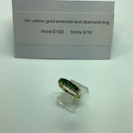 Emerald and diamond ring