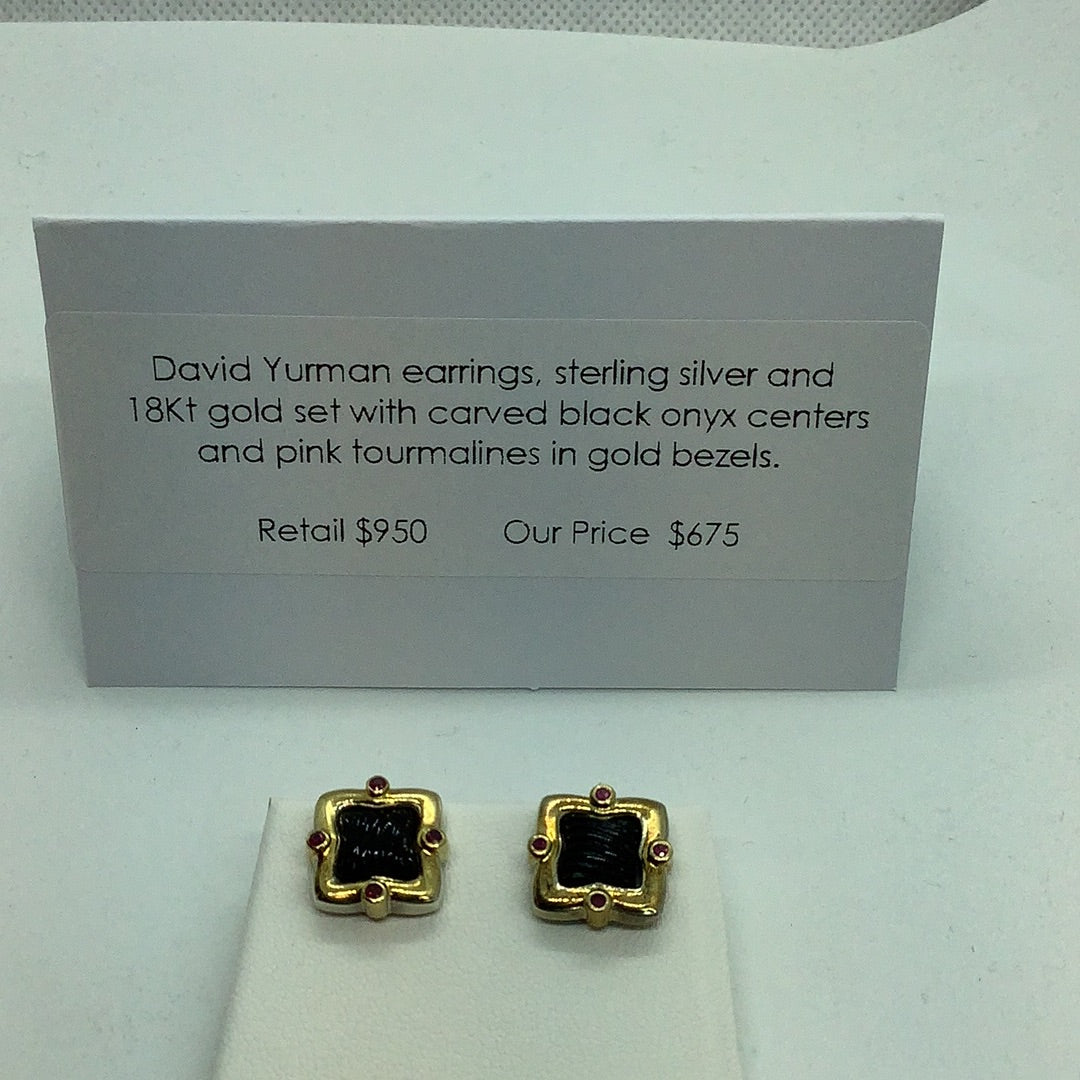 David Yurman 18 kt and SS earrings, small
