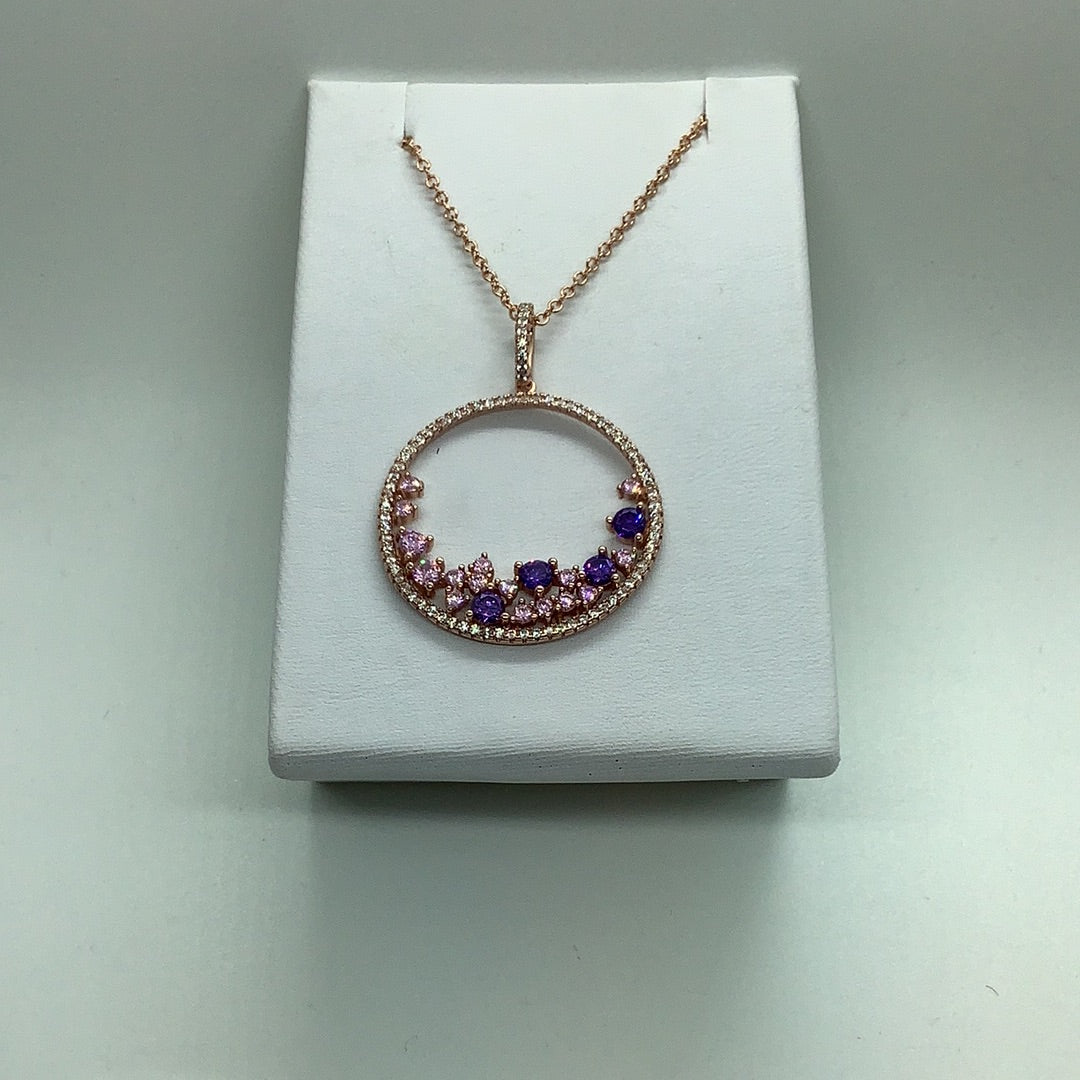 Rose gold over sterling circle necklace