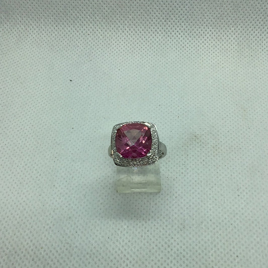 Pink Tourmaline and diamond ring