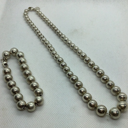 Sterling Tiffany bead necklace and bracelet