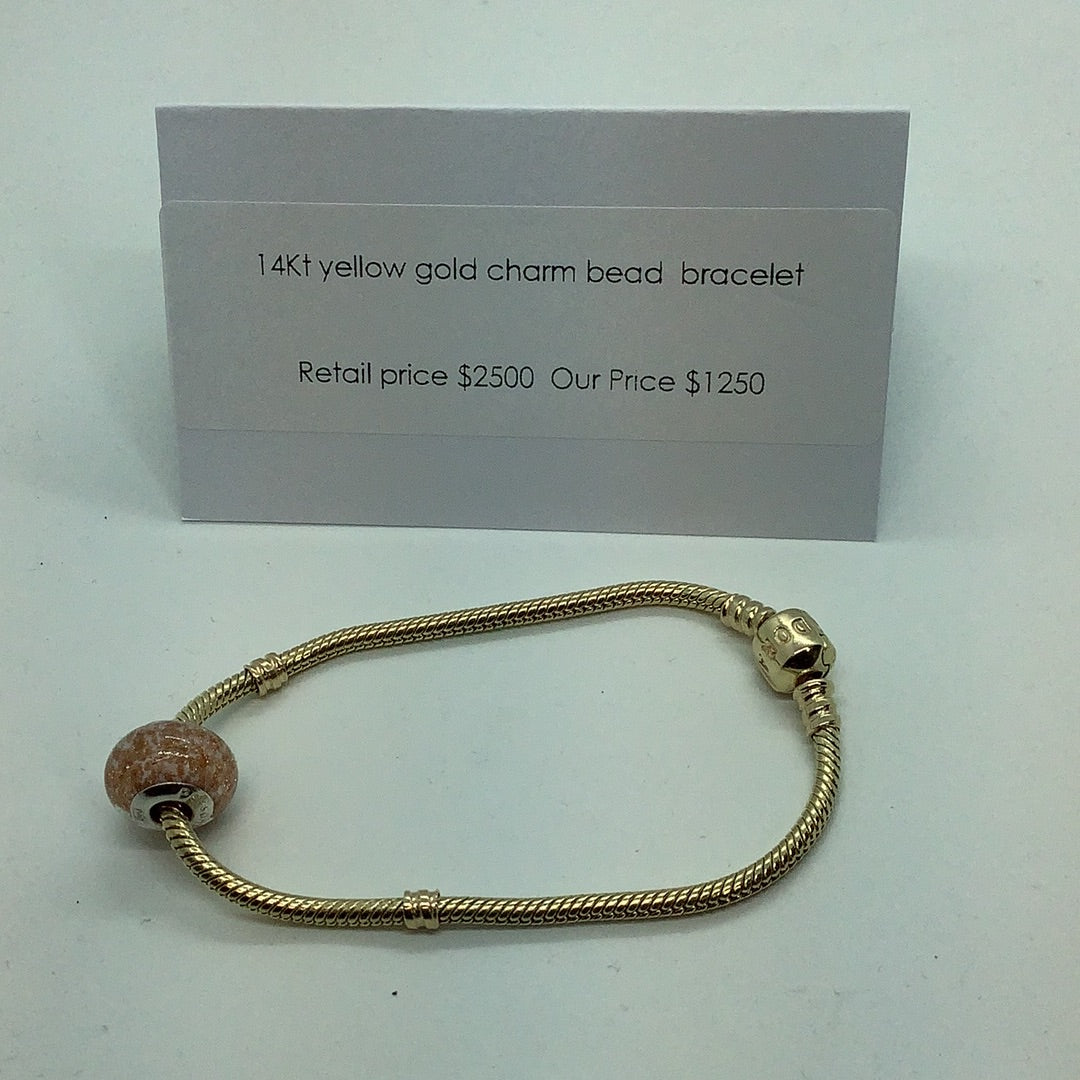 14 kt yg charm bead bracelet