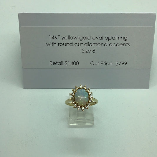 Opal and diamond ring