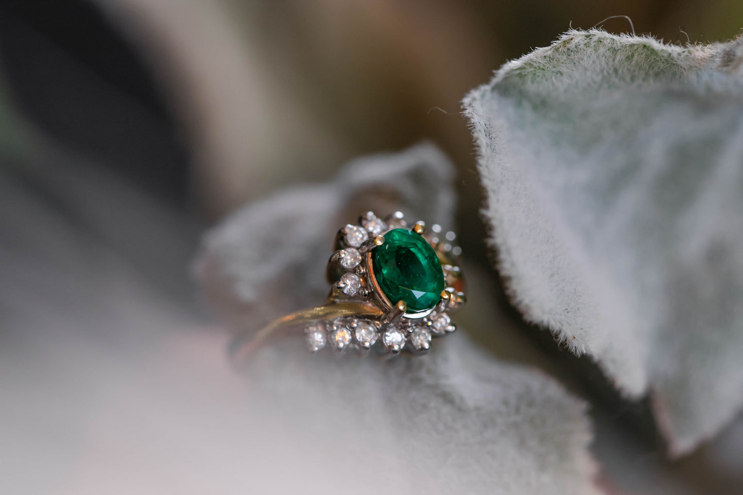 Emerald and diamond ring