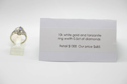 White gold and tanzanite ring