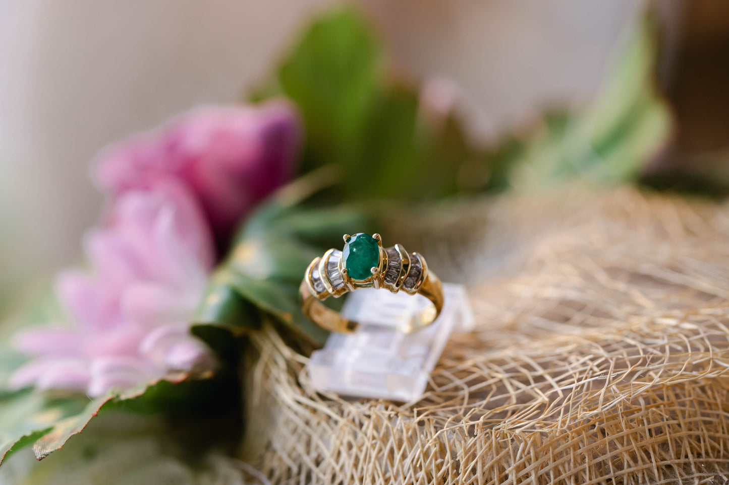 Emerald and diamond ring