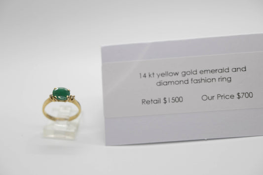 Emerald and diamond ring