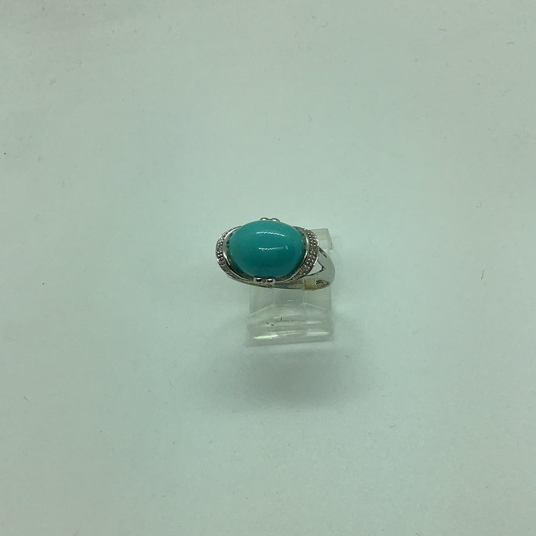 Turquoise and diamond ring