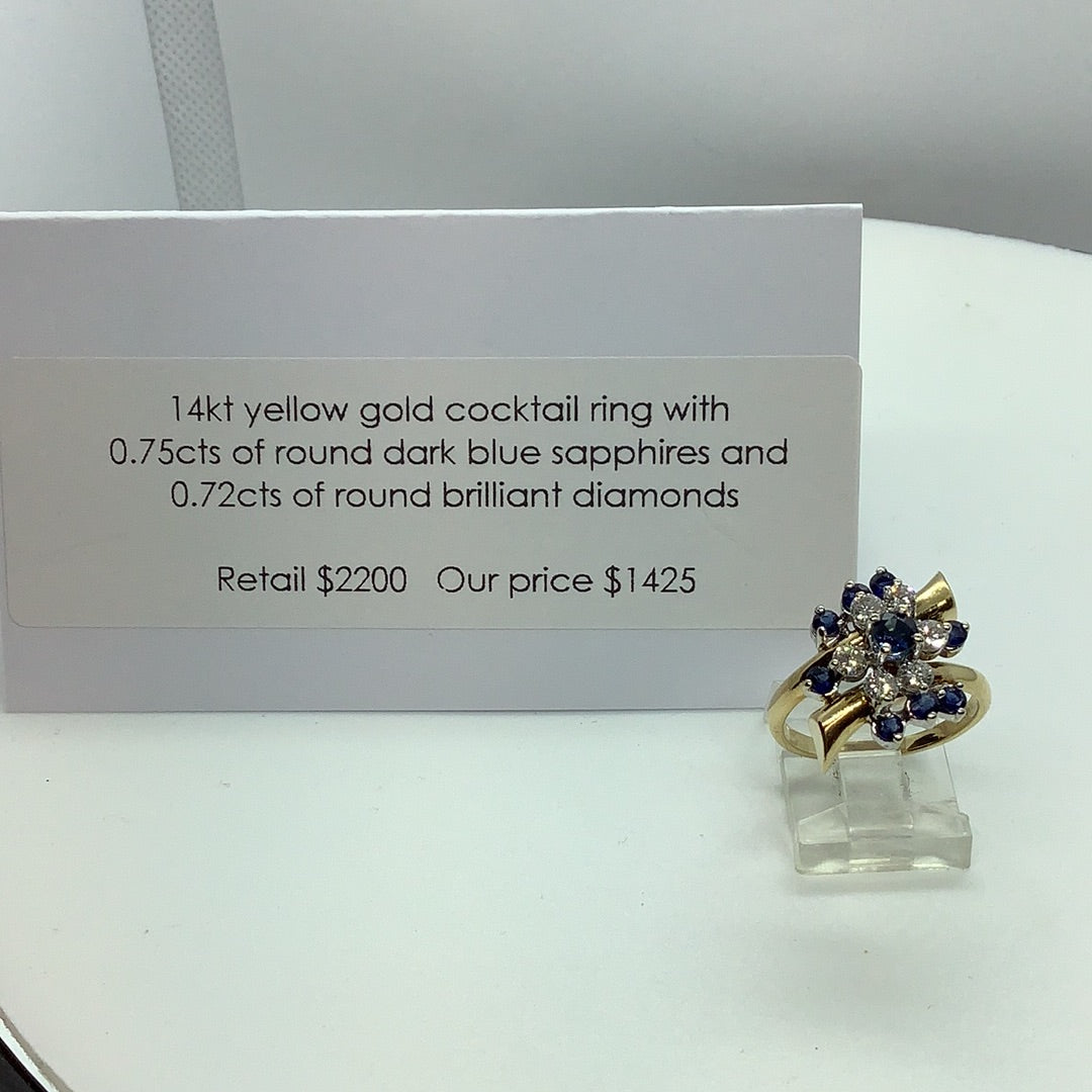 Diamond and sapphire cocktail ring