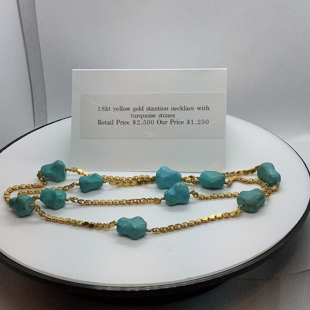 18 kt gold and turquoise necklace