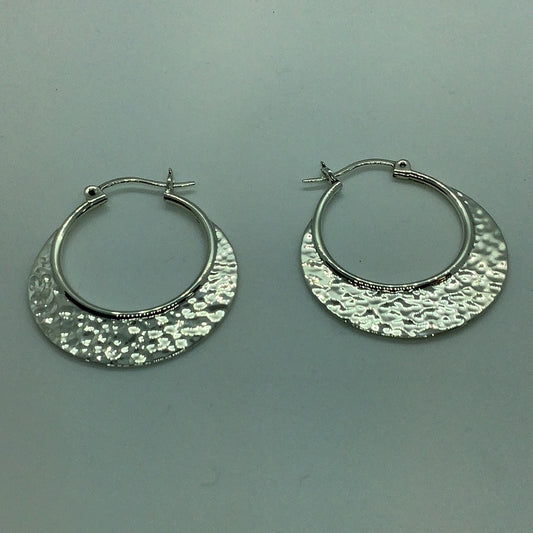 Hammered sterling hoop earrings