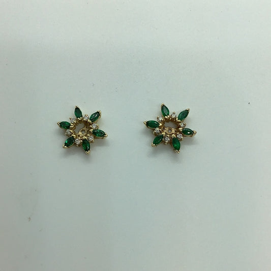 Diamond and emerald earring jackets