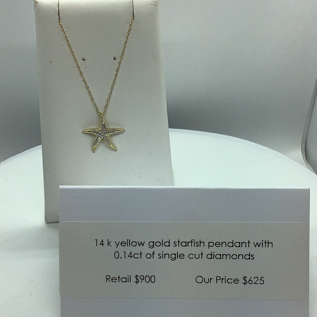 Diamond starfish pendant