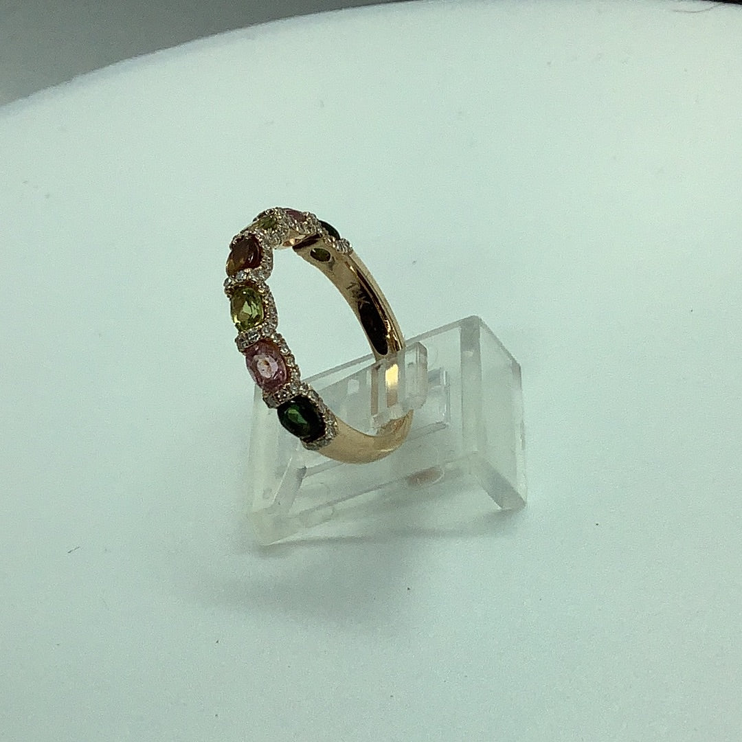 Rose gold tourmaline and diamond ring