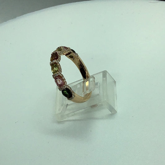 Rose gold tourmaline and diamond ring